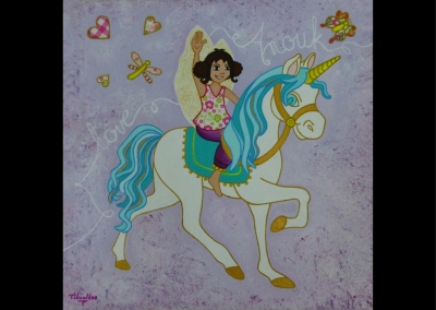 "Anouk & sa licorne" (30/30 cm)